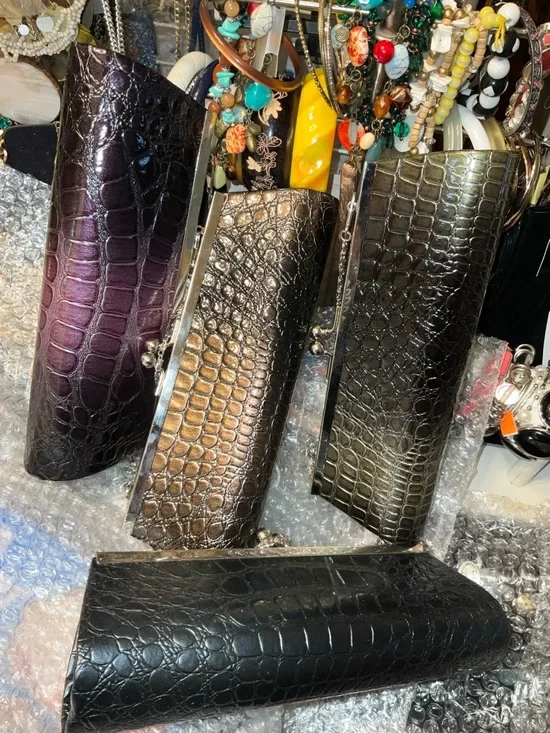 Croc-Embossed Clutch Purse - Multicolor Metallics - Picture 1 of 16